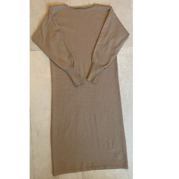 Cashmere Midi Dress Beige Cream Neutral Size M - Picture 2 of 9